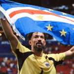 Vozinha, Cape Verde's 40-year-old goalkeeper, celebrating after the 0-0 draw against Spain